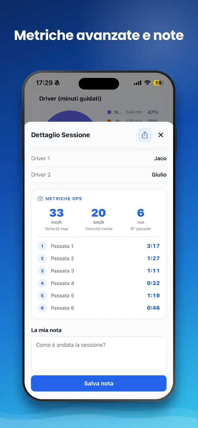 App GasWake — Metriche avanzate e note