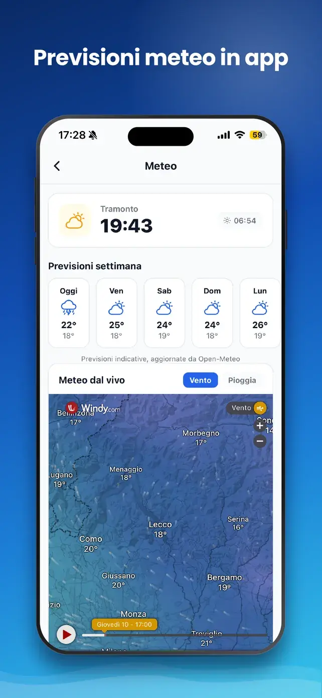 App GasWake — Previsioni meteo in app