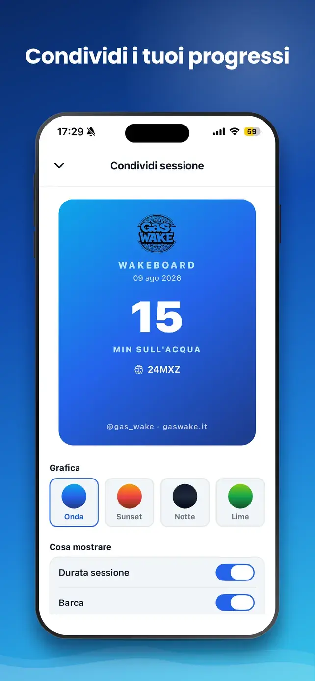 App GasWake — Condividi i tuoi progressi